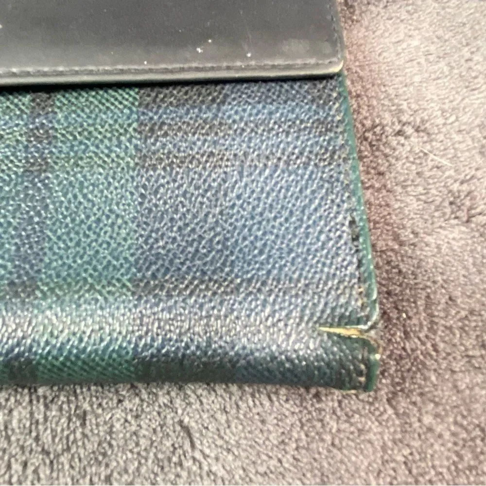 Ralph Lauren Bifold Wallet checkbook ID Card Credit Card Logo Navy Green Leather